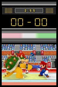 Pre-release screenshot of Mario against Bowser in Individual epée in Mario & Sonic at the Olympic Games for Nintendo DS