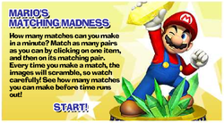 The title screen of Mario's Matching Madness, an Adobe Flash game made to promote Mario Party 5.