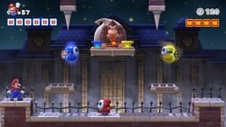 Screenshot of Spooky House Plus level 5-DK+ from the Nintendo Switch version of Mario vs. Donkey Kong