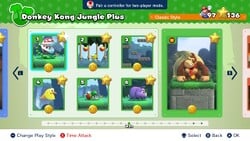 Screenshot of Donkey Kong Jungle Plus's level select screen from the Nintendo Switch version of Mario vs. Donkey Kong