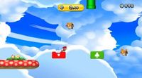 Screenshot of Mario in When Waddlewings Attack, a Boost Mode Challenge Mode level in New Super Mario Bros. U.