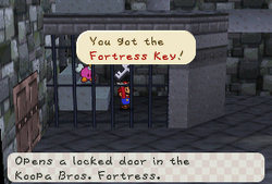 Mario getting the fourth Fortress Key in Koopa Bros. Fortress in Paper Mario