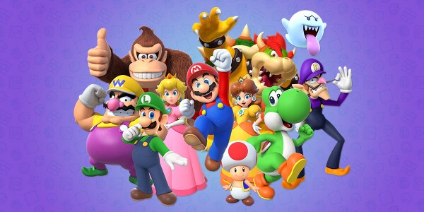 Banner from an opinion poll on characters from the Super Mario franchise