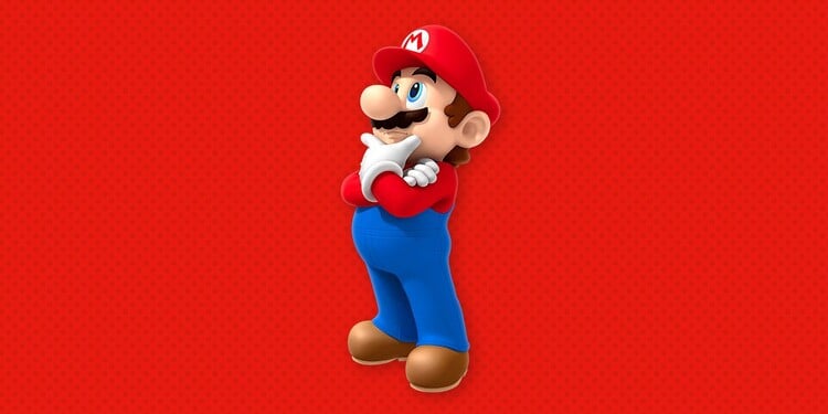 Artwork of Mario shown with the second question in the Besties! skill quiz