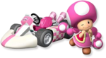 Artwork of Toadette with her kart from Mario Kart Wii