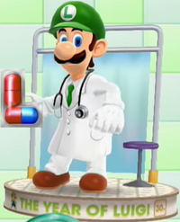 The Year of Luigi event mentioned on the pedestal in Dr. Luigi.