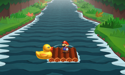 Mario near the Rubber Ducky Thing in Jungle Rapids of Paper Mario: Sticker Star.