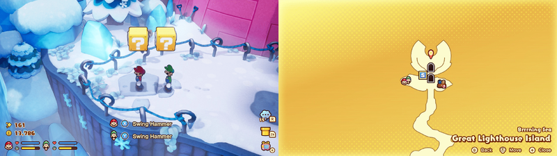 Blocks 3-4 in the Brrning Sea Great Lighthouse Island from Mario & Luigi: Brothership