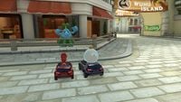 Red Yoshi, King Boo, and Pianta in Wuhu Island in Mario Kart 8 Deluxe