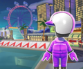 The course icon of the R variant with the Purple Mii Racing Suit