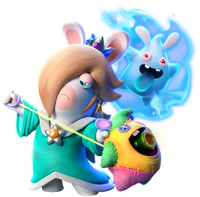 Artwork of Rabbid Rosalina with Ethering in Mario + Rabbids Sparks of Hope