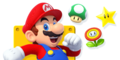 Mario next to some power-ups