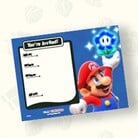 A Super Mario Bros. Wonder–themed invitation featuring Mario and a Wonder Flower