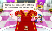 Princess Peach and Paper Peach's first interaction.