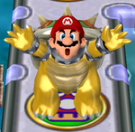 Mario in the Bowser Suit (that he stole from Wario in an earlier turn) in Mario Party 4.