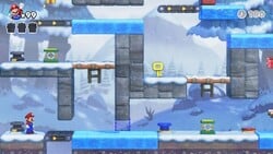 Screenshot of Expert level EX-14 from the Nintendo Switch version of Mario vs. Donkey Kong