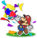 Artwork of Mario using Confetti in Paper Mario: The Origami King
