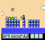 Mario holding a White Block near an untouched one.
