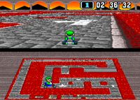 Luigi racing at Bowser Castle 2.