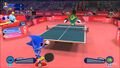 Sonic and Vector play table tennis.
