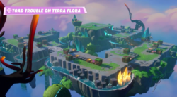 An example of the Toad Trouble on Terra Flora battle in Mario + Rabbids Sparks of Hope
