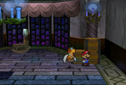 Mario finding Apples in two crates in the Boo's Mansion of Paper Mario.