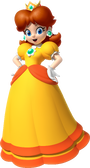 Artwork of Princess Daisy in Mario & Sonic at the London 2012 Olympic Games (later used in Mario Kart 7, Mario Party 10, Super Mario Run and Mario Party: The Top 100)