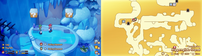 14th and 15th blocks in Slippenglide Island from Mario & Luigi: Brothership