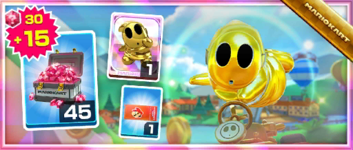 The Shy Guy (Gold) Pack from the Space Tour in Mario Kart Tour