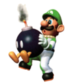 Luigi with a Bob-omb (Space Land outfit)