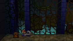 Tenth treasure chest in the Palace of Shadow in the remake of Paper Mario: The Thousand-Year Door for the Nintendo Switch.