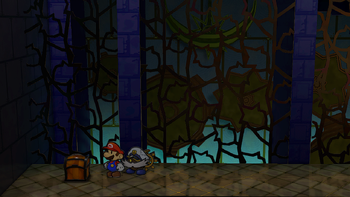 Tenth treasure chest in the Palace of Shadow in the remake of Paper Mario: The Thousand-Year Door for the Nintendo Switch.