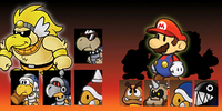 Texture used for the billboards in Glitzville from Paper Mario: The Thousand-Year Door, notably featuring a normal Koopatrol with red eyes and a Cleft with its colors from Paper Mario. The texture is labeled "tou_tou_1_ps" in the data.