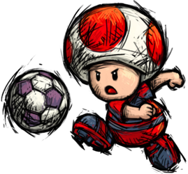 A Red Toad from Super Mario Strikers