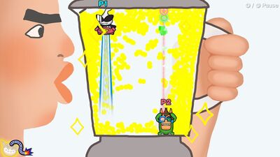 The ending to Blended? Splendid! featuring the man from the WarioWare: Smooth Moves version of Wet Your Whistle and Boom Box
