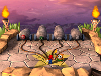 Wario blasting away in Hide and Go BOOM! from Mario Party 4