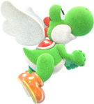 Winged Yoshi artwork from Yoshi's Crafted World