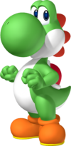 Artwork of Yoshi in Mario Party 8 (later reused for Mario & Sonic at the Rio 2016 Olympic Games)