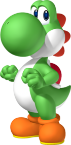 Artwork of Yoshi in Mario Party 8 (later reused for Mario & Sonic at the Rio 2016 Olympic Games)
