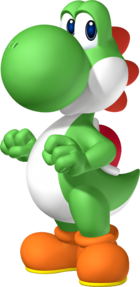 Artwork of Yoshi for Mario Party 8 (reused for Mario & Sonic at the Rio 2016 Olympic Games)