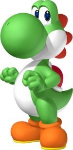 Artwork of Yoshi in Mario Party 8 (later reused for Mario & Sonic at the Rio 2016 Olympic Games)