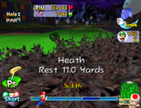 The ball in the heath in Mario Golf: Toadstool Tour.