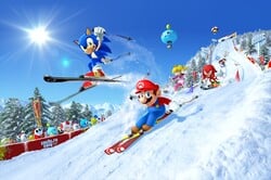 Artwork used on the cover for Mario & Sonic at the Sochi 2014 Olympic Winter Games