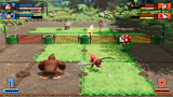 Donkey Kong and Diddy Kong playing against Pauline and Shy Guy in Forest Court Match