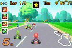 Mario driving towards the hairpin turn