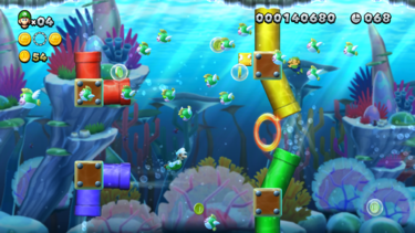 Luigi sighting in Cheep Chomp Chase from New Super Luigi U