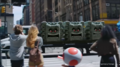 Several Thwomps at New York in an advertisement promoting Mario Kart Tour