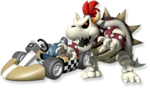 Artwork of Dry Bowser with his Standard Kart from Mario Kart Wii