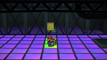 Last block in the X-Naut Fortress in the remake of Paper Mario: The Thousand-Year Door for the Nintendo Switch.