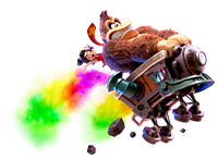 Artwork of Donkey Kong riding in a Mine Cart with Pauline in Donkey Kong Bananza
